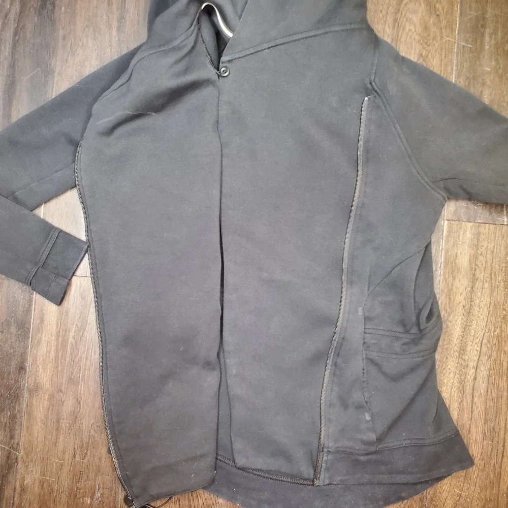 Nike Tech Fleece Hoodie Sweatshirt Womens XS Black Asymmetrical Zip Performance